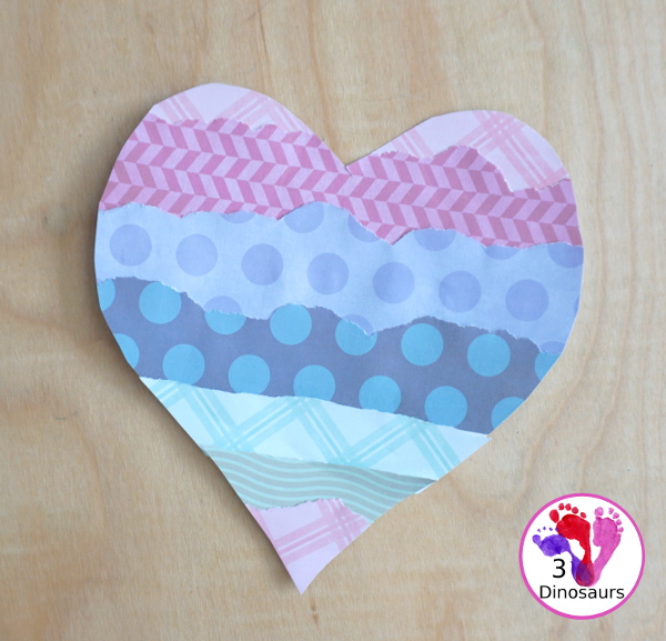 Torn Paper Valentine Hearts are a great fine motor craft for valentines. They are super fun for kids to make and display - 3Dinosaurs.com