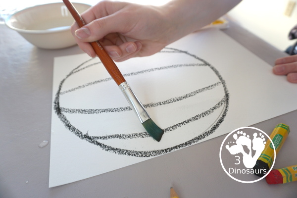 Watercolor Lanterns for Chinese New Year - a fun watercolor and oil pastel craft for kids to make a lantern. Super easy steps for kids to do. - 3Dinosaurs.com