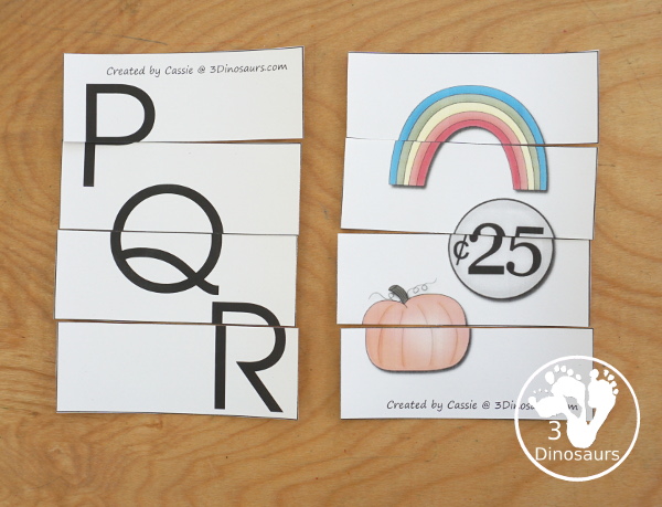 Free Romping & Roaring PQR Review Pack- with letter p, letter q, and letter r printables for reviewing the three letters with tracing, puzzles, coloring pages, finger puppets, game and more- 3Dinosaurs.com