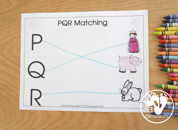 Free Romping & Roaring PQR Review Pack- with letter p, letter q, and letter r printables for reviewing the three letters with tracing, puzzles, coloring pages, finger puppets, game and more- 3Dinosaurs.com