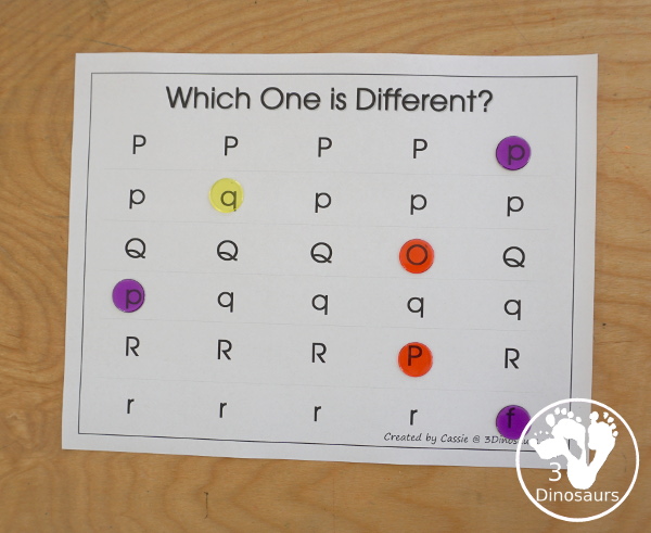 Free Romping & Roaring PQR Review Pack- with letter p, letter q, and letter r printables for reviewing the three letters with tracing, puzzles, coloring pages, finger puppets, game and more- 3Dinosaurs.com