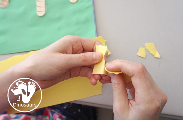 Torn Paper Truffula Trees - a fun fine motor craft to go with the book the Lorax - 3Dinosaurs.com