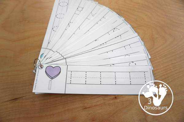 Free Heart Theme Number Tracing Strips - with numbers 1 to 20  with number the numerical number- 3Dinosaurs.com
