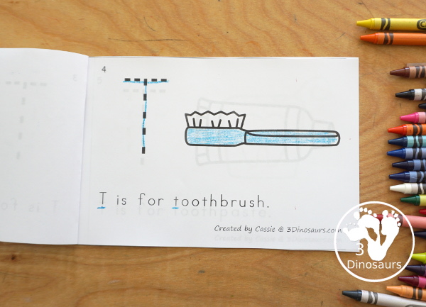 Free Dental Health ABC Easy Reader Book - with tracing uppercase letters and  7 themes in the book for kids to use in kindergarten and prek  - 3Dinosaurs.com