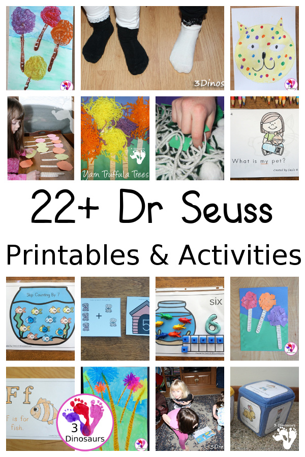 22 Fun Dr Seuss Activities - with gross motor, sensory bin, and crafts  - 3Dinosaurs.com