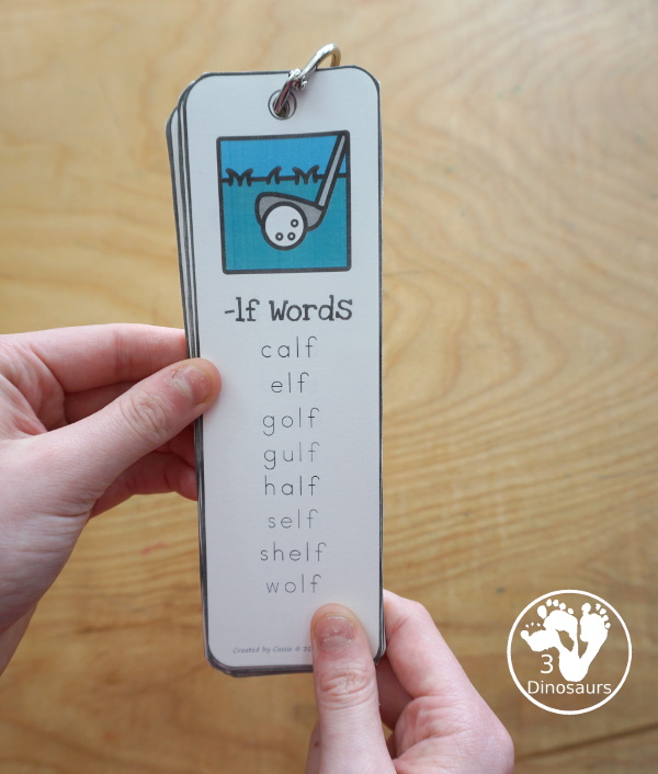 Ending Blends Bookmarks with 16 bookmarks to use with kids. A picture of one ending blend, end blend on the bookmark and a list of words that end with that blend - 3Dinosaurs.com