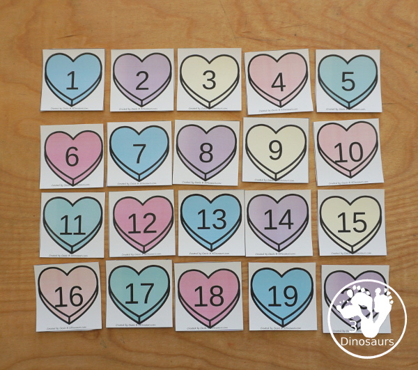Valentine Ten Frame Printables for Prek and Kindergarten - with numbers 1 to 20 with heart ten frame cards, heart ten frame easy reader books, and heart ten frame worksheets - 3Dinosaurs.com