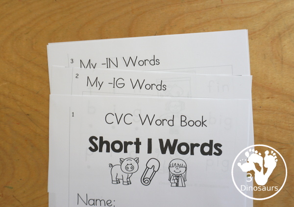 Free CVC Short I Word Book: Blending Words - how to make the easy reader book. - 3Dinosaurs.com
