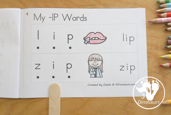 Free CVC Short I Word Book: Blending Words - a simple easy reader book with blends words for CVC short I words with sounding out letters and then blends the letters to make a word. - 3Dinosaurs.com