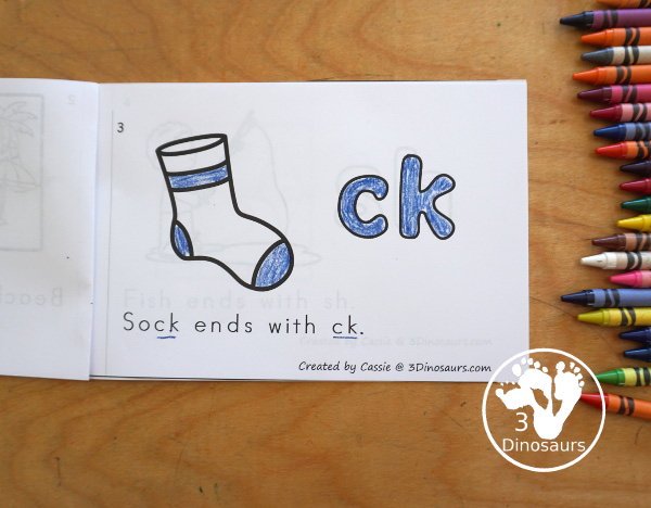 Free Digraph Easy Reader Books: Beginning Digraph Book & Ending Digraph Book - You have two books with a different digraph on each page. You have the letters to color and sentence with the digraph word that matches the picture. - 3Dinosaurs.com