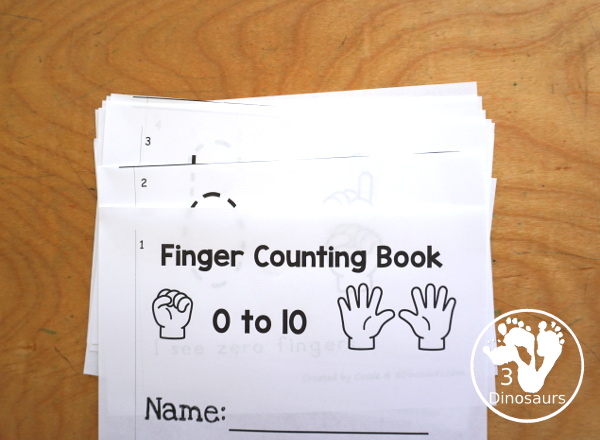 Free Hand Counting Book - 0 to 10 - a fun 12-page counting book with numbers 0 to 10 with counting fingers on each page. You have a number to trace and a simple sentence on each page to read. - 3Dinosaurs.com