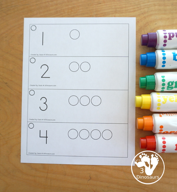 Free Number 1 to 1 Correspondence Printable has a number 1 to 1 correspondence book and a number 1 to 1 correspondence cards to use with kids working on counting. 3Dinosaurs.com
