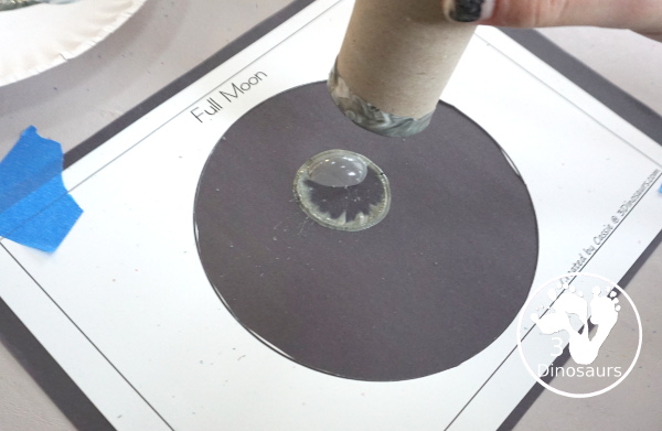 Paper Roll Painted Moon - a simple full moon painting that kids can make with paper roll. Super easy to make and loads of fun to display. - 3Dinosaurs.com
