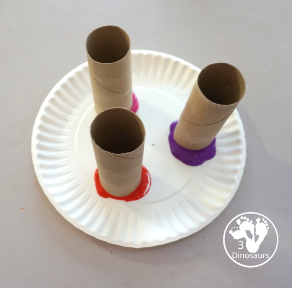 Paper Roll Heart Painting Craft - a simple Valentine craft with a heart shape and paper roll painting the heart. You can do with kids of different ages. - 3Dinosaurs.com