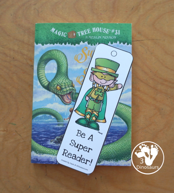 Free St Patrick's Day Bookmarks has fun say8ing about reading on each of the bookmarks with vertical and horizontal bookmarks with 8 bookmarks total 2 pages of printables - 3Dinosaurs.com