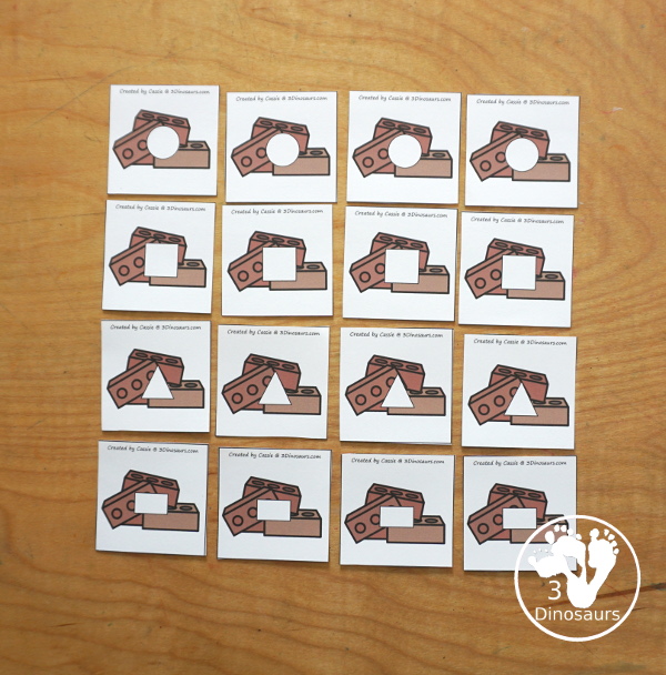 Free Three Little Pigs Shape Sorting Printable -   has sorting for four shapes: circle, square, triangle, rectangle. There are four sorting mats and 6 bricks for each shape mat to sort  - 3Dinosaurs.com - 3Dinosaurs.com