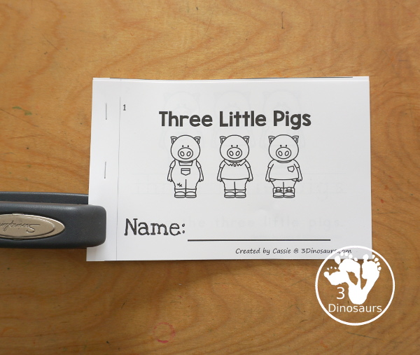 Free Three Little Pigs Easy Reader Book with Tracing has a fun 11 page book with different words from the story for kids to trace the word and then read the sentence for the word. A super simple, easy reader book for kids for the Three Little Pigs Story. - 3Dinosaurs.com