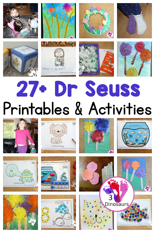 27+ Fun Dr Seuss Activities - with gross motor, sensory bin, and crafts - all ideas going with the different books - 3Dinosaurs.com