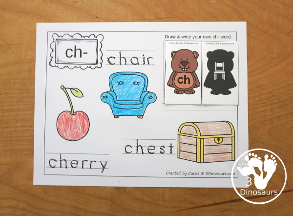 Free Groundhog Beginning Digraph Matching Printable - a fun printable with matching beginning digraphs with picture that has the same beginning digraph. The picture is on the shadow of the groundhog and the letters are on the groundhog for the digraph.  3Dinosaurs.com