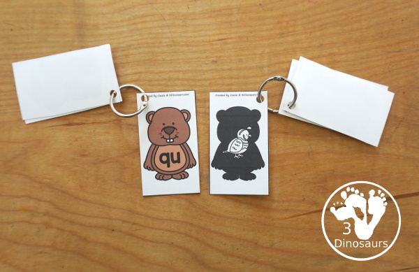 Free Groundhog Beginning Digraph Matching Printable - a fun printable with matching beginning digraphs with a picture that has the same beginning digraph. The picture is on the shadow of the groundhog and the letters are on the groundhog for the digraph.  3Dinosaurs.com