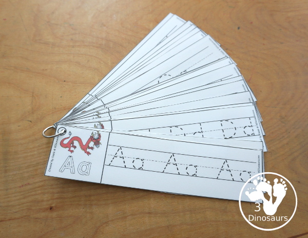 Free Lunar New Year ABC Tracing Strips - with uppercase and lowercase together. You have fun kids with a Lunar New Year Themes plus you can see an example of how to trace the letters - 3Dinosaurs.com