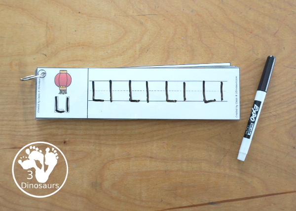 Free Lunar New Year ABC Tracing Strips - with uppercase and lowercase together. You have fun kids with a Lunar New Year Themes plus you can see an example of how to trace the letters - 3Dinosaurs.com