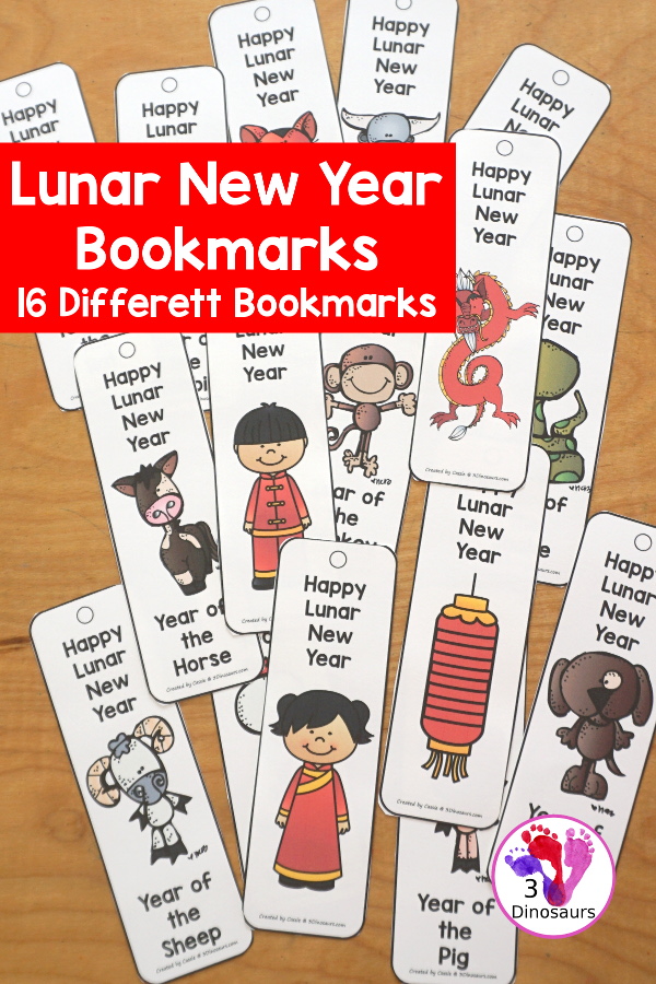 Free Lunar New Year Bookmarks - for bookmarks for the lunar new year and then the 12 animals of the zodiac bookmarks for kids - 3Dinosaurs.com