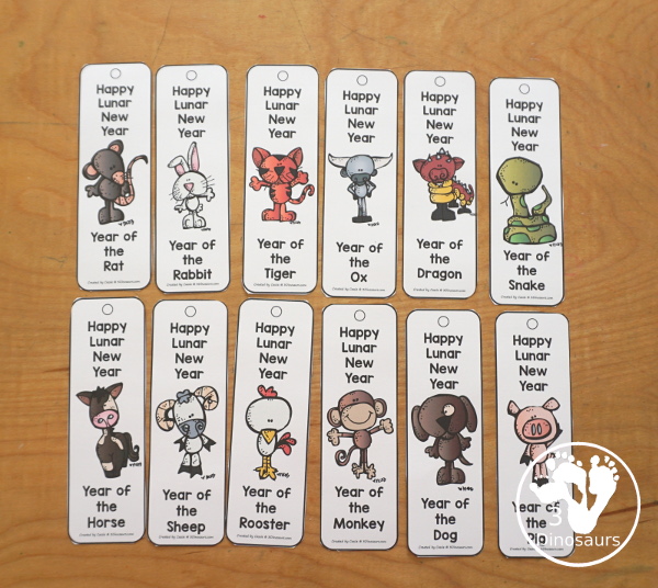 Free Lunar New Year Bookmarks - for bookmarks for the lunar new year and then the 12 animals of the zodiac bookmarks for kids - 3Dinosaurs.com