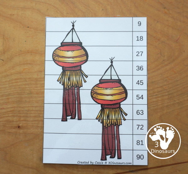 Free Lunar New Year Skip Counting Puzzles by 6, 8 & 9 - three fun skip counting puzzles you can do with kids for the Lunar New Year. You skip counting 10 times for each puzzle. - 3Dinosaurs.com