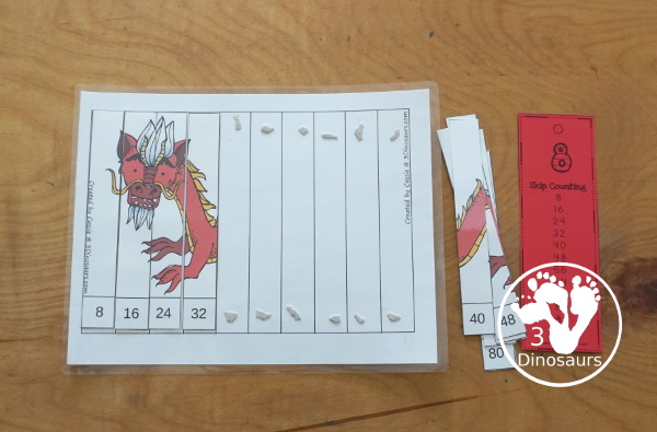 Free Lunar New Year Skip Counting Puzzles by 6, 8 & 9 - three fun skip counting puzzles you can do with kids for the Lunar New Year. You skip counting 10 times for each puzzle. - 3Dinosaurs.com