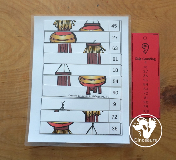 Free Lunar New Year Skip Counting Puzzles by 6, 8 & 9 - three fun skip counting puzzles you can do with kids for the Lunar New Year. You skip counting 10 times for each puzzle. - 3Dinosaurs.com