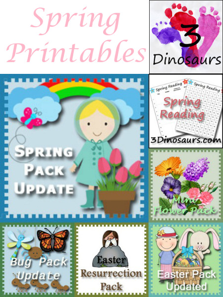 Round Up of Spring Printables on 3Dinosaurs.com