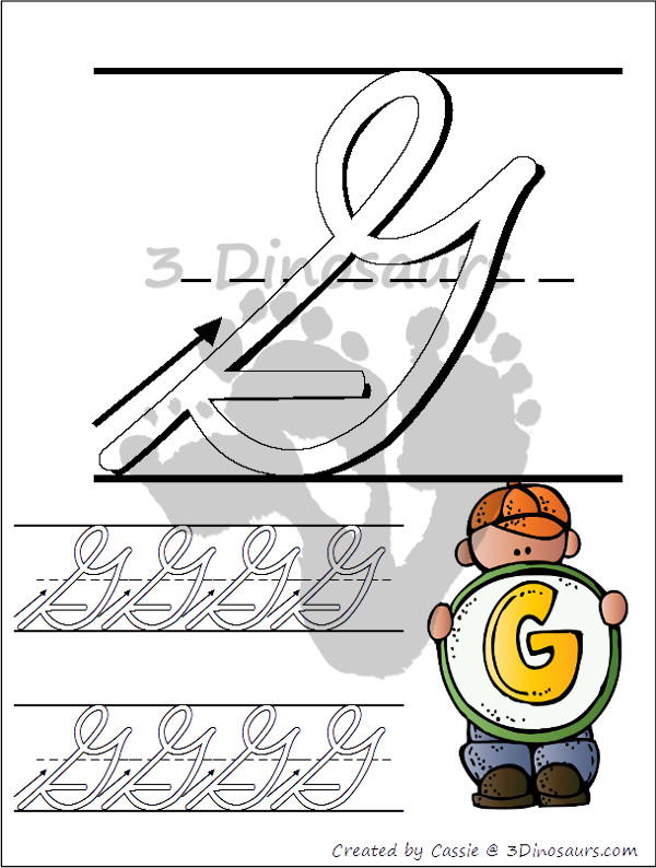 FREE ABC Uppercase Cursive Tracing Pages with Playdough Mats - 3Dinosaurs.com