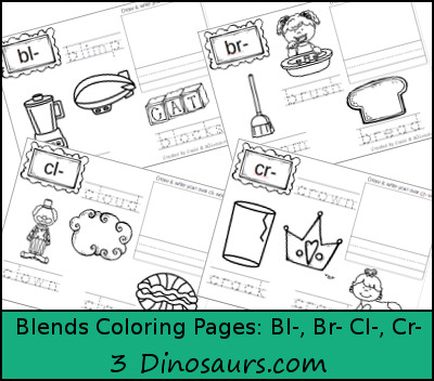 Free Blends Coloring Pages: Bl, Br, Cl, Cr - 3Dinosaurs.com