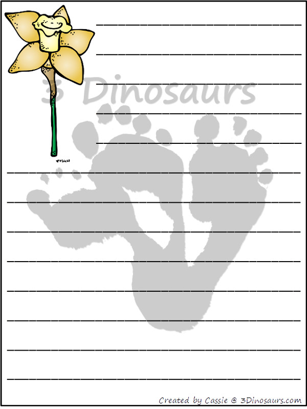 Free Flower Themed Writing Paper Printable - 3Dinosaurs.com