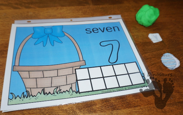 Free Easter Egg Counting Mats: 1 to 10 - hands-on math with playdough number and ten frames - 3Dinosaurs.com