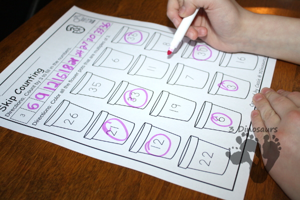 Spring Themed Finds: ABCs, Numbers, Shapes, Skip Counting and Sight Words - easy no-prep printables with a fun spring flower theme - 3Dinosaurs.com