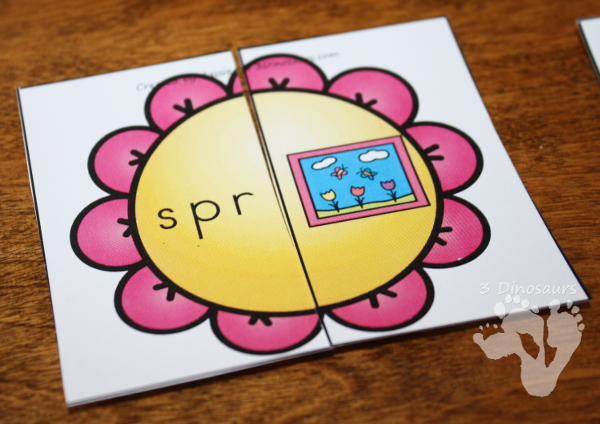 FREE Hands-On Flower Trigraph Matching Puzzles - perfect for spring with 10 different puzzles. - 3Dinosaurs.com