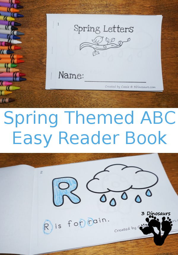Free Spring Themed ABC Easy Reader Book - 8 page books with letters and words that have a spring theme - 3Dinosaurs.com