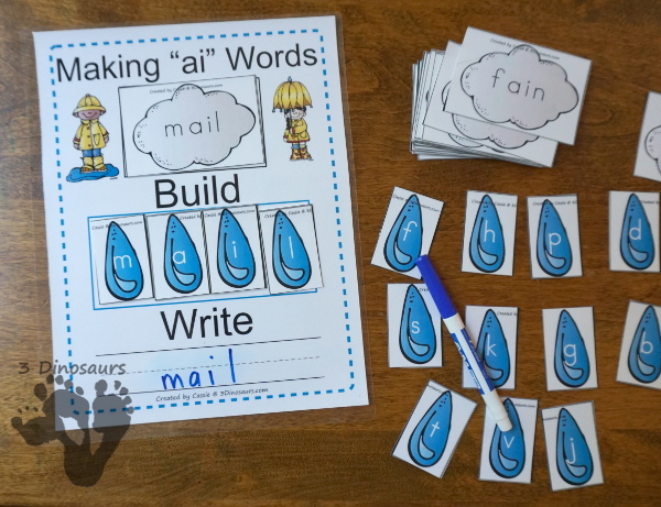 Free Rain Themed Word Building with 