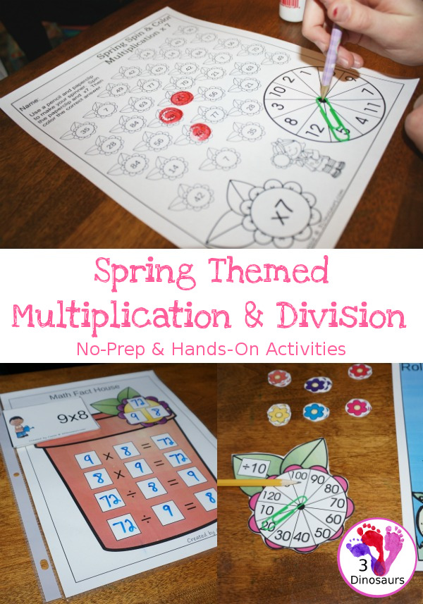 Flower Themed Multiplication & Division Set - 100 pages of no-prep and hands-on printables $ - 3Dinosaurs.com