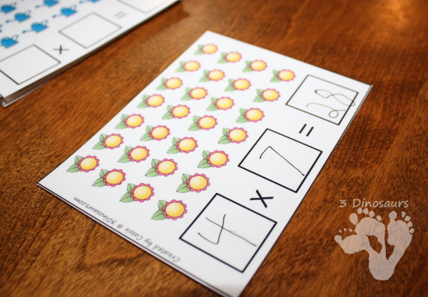 Free Spring Themed Multiplication Array Cards - using numbers 1 to 12 for the arrays with 5 pages of cards - 3Dinosaurs.com
