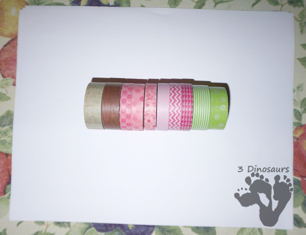 Spring Themed Washi Tape Tree is a great fine motor craft that kids can make - 3Dinosaurs.com