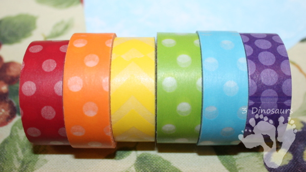 Fun Fine Motor Craft: Washi Tape Rainbow Wreaths - these are great for spring or St. Patrick's day - 3Dinosaurs.com