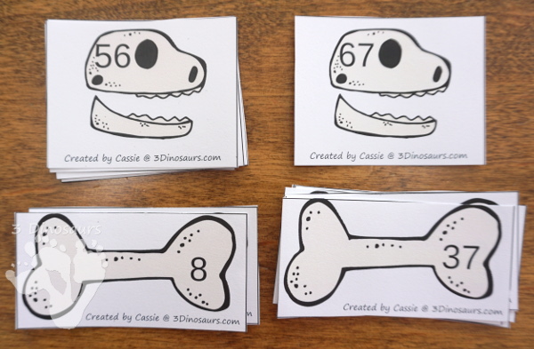 Free Hands-On Dinosaur Bones Sorting: Even and Odd - 16 bones to sort with sorting mat and optional worksheet - 3Dinosaurs.com