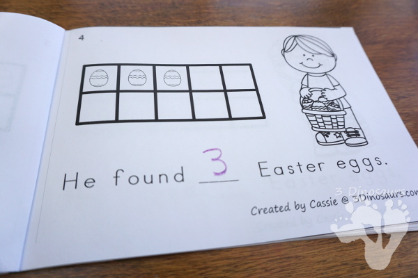 Easter Ten Frame Activities: No-Prep & Hands-On - 77 pages of printables working on ten frame activities for numbers 1 to 20 with hands-on and no-prep: cards, worksheets and easy reader books - 3Dinosaurs.com #handsonmath #teacherspayteachers #tenframe #easterprintablesforkids #printablesforkids