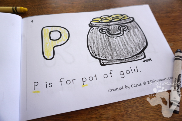 Free St Patrick's Day ABC Easy Reader Book - with 8 pages and 7 fun St Patrick's Day themes - 3Dinosaurs.com