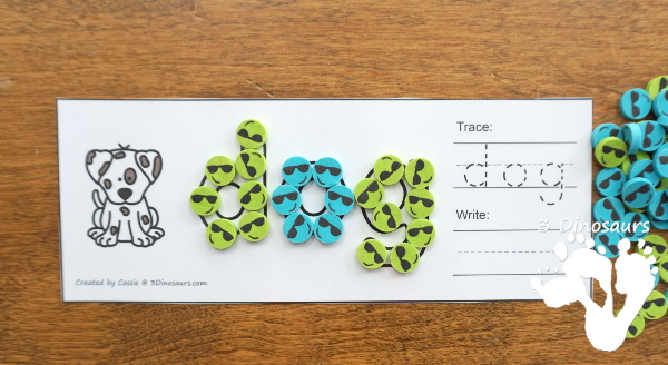 CVC, CVCC and CVCe Word Playdough Mats with Pictures - a fun collection of mats that have playdough word with tracing and writing area for the word with a matching picture of the word. They are a great way to work on learning words  - 3Dinosaurs.com