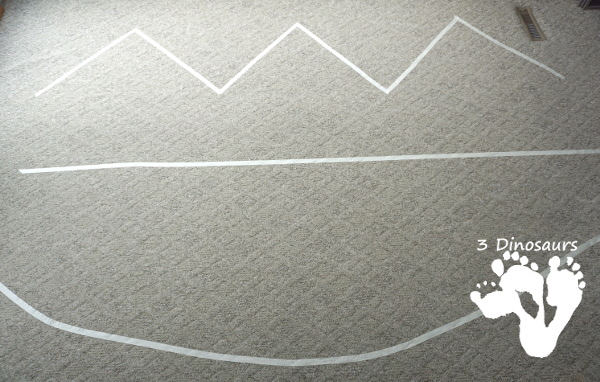 Free Gross Motor Tape Lines Gross Motor Dice - 3 line types and 6 line walking activities to do  - 3Dinosaurs.com