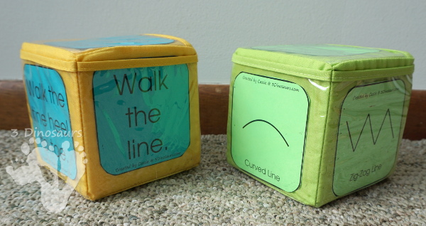 Free Gross Motor Tape Lines Gross Motor Dice - 3 line types and 6 line walking activities to do  - 3Dinosaurs.com